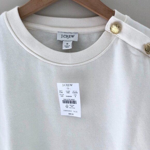 J.Crew Factory Button-shoulder Pullover Ivory - Picture 5 of 6